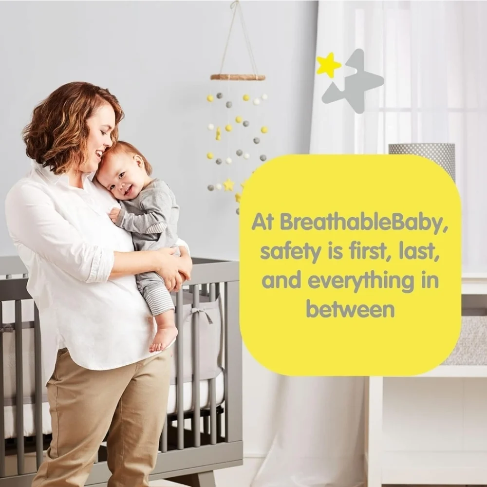 BreathableBaby Breathable Mesh Liner for Full-Size Cribs, Classic 3mm Mesh, Whit